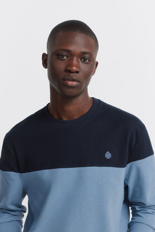 Springfield Color block long sleeve T-shirt blue