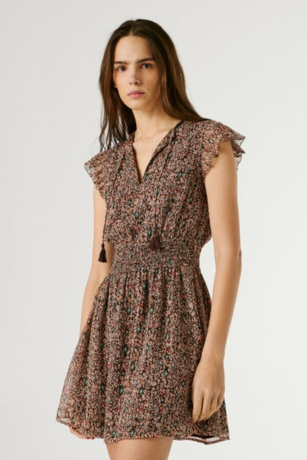 Pepe Jeans Vestido com mangas de folhos cru