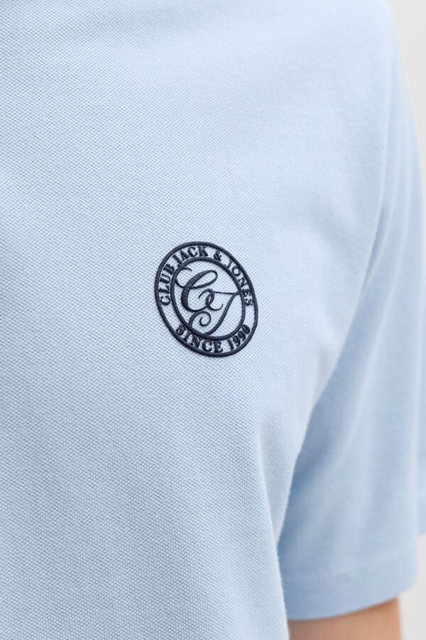 Jack & Jones PLUS Polo com logo ins&iacute;gnia azul