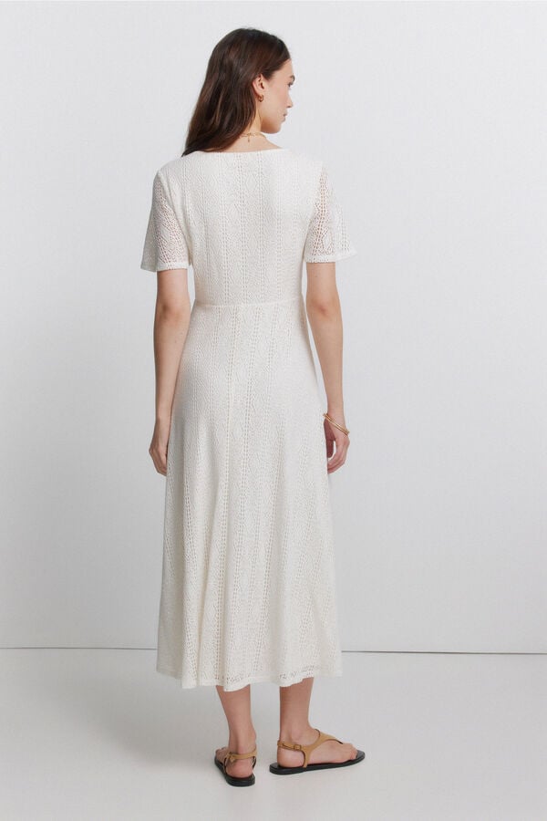 Springfield Vestido midi bordado branco