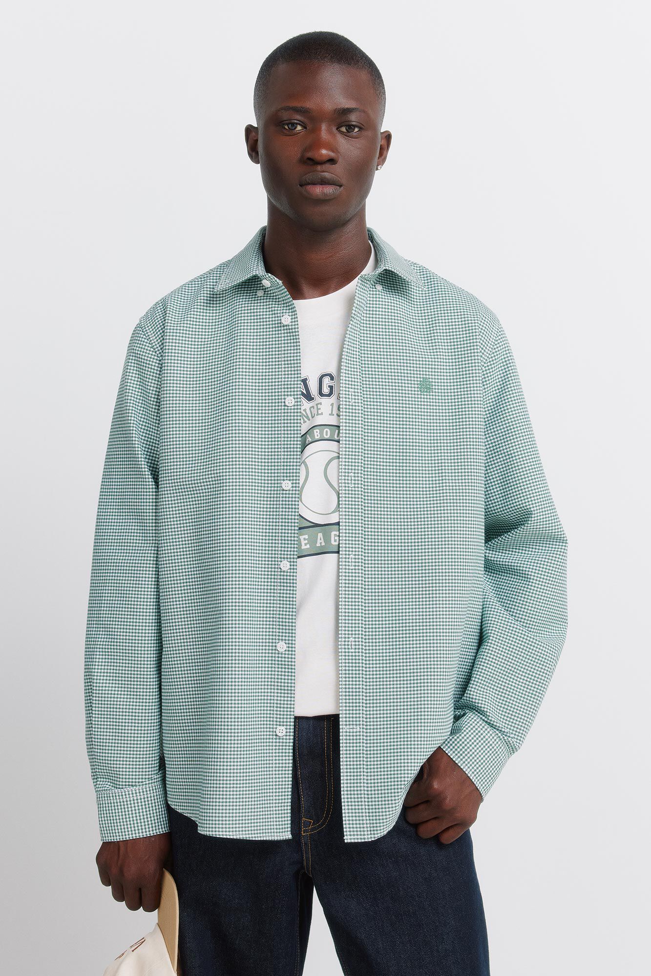 Springfield Camisa oxford vichy n&atilde;o engoma