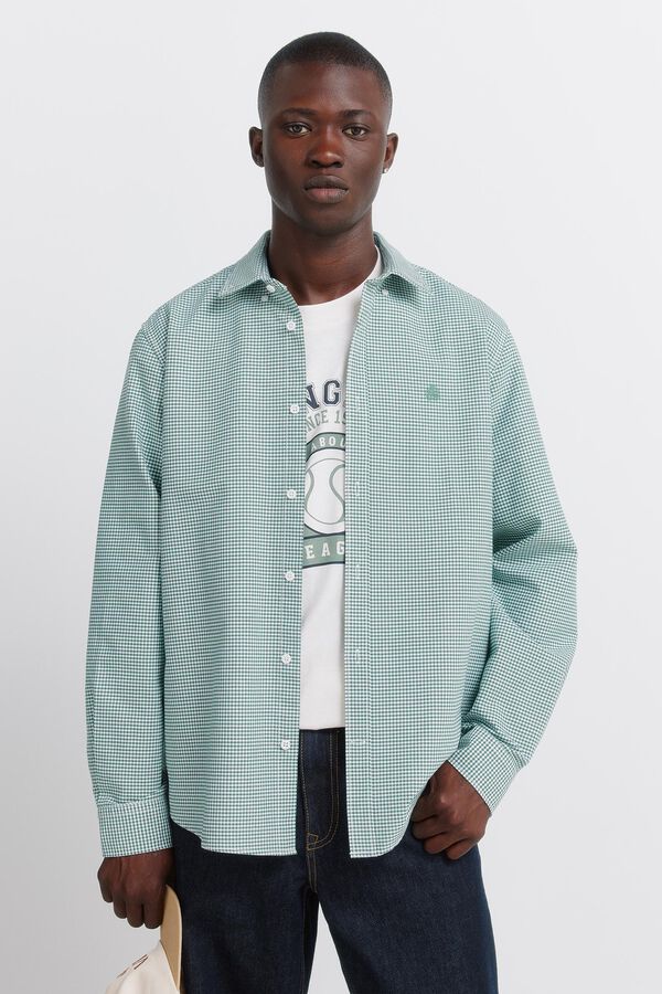 Springfield Camisa oxford vichy n&atilde;o engoma verde