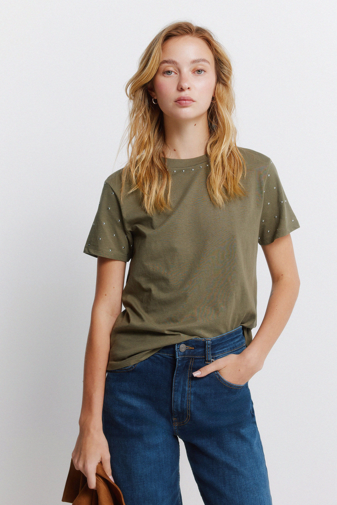 Springfield T-shirt manga curta com tachas