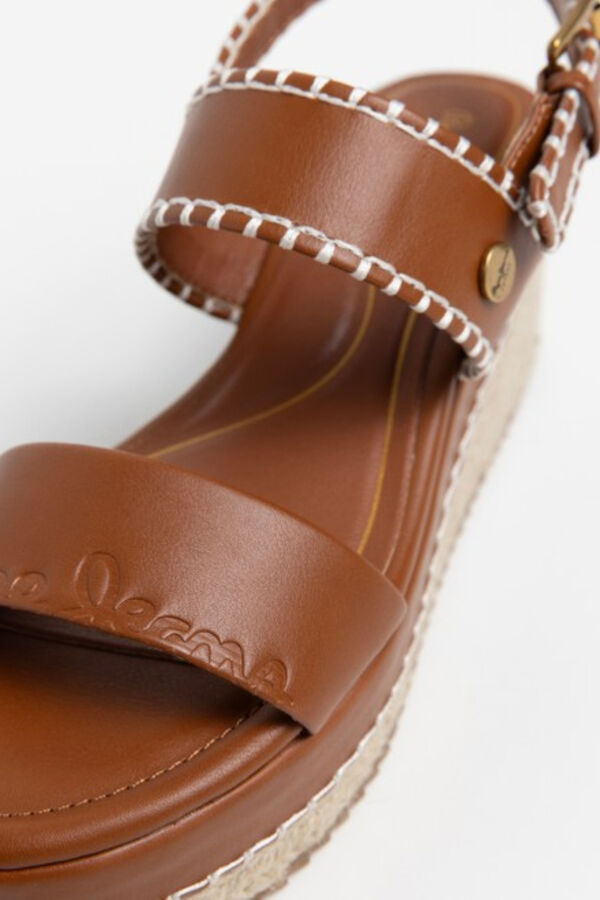 Pepe Jeans Sand&aacute;lias de cunha com fecho no tornozelo vison