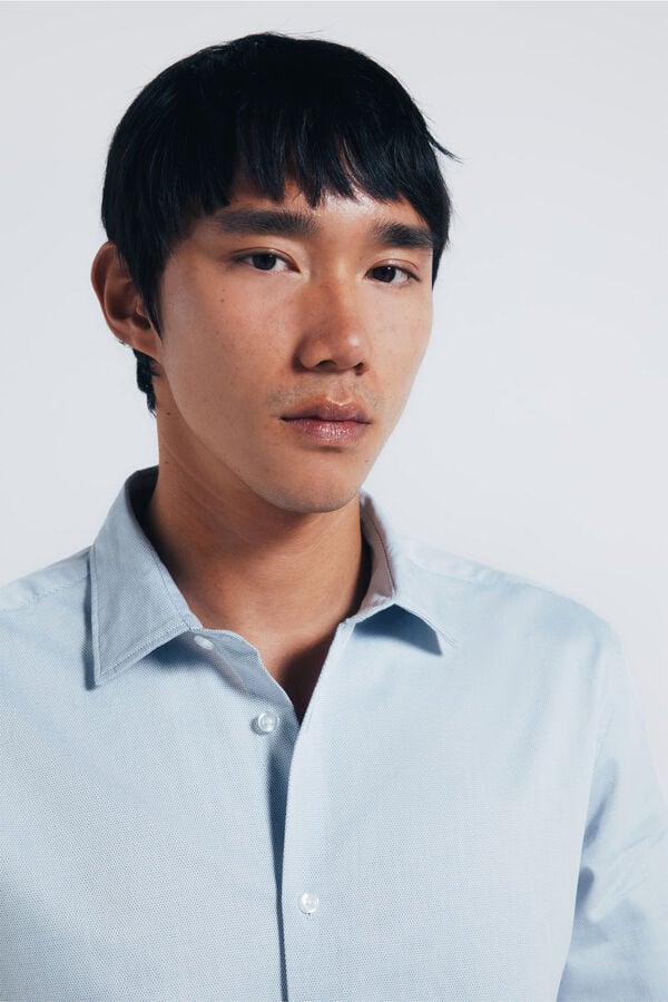 Springfield Easy care structured shirt blue