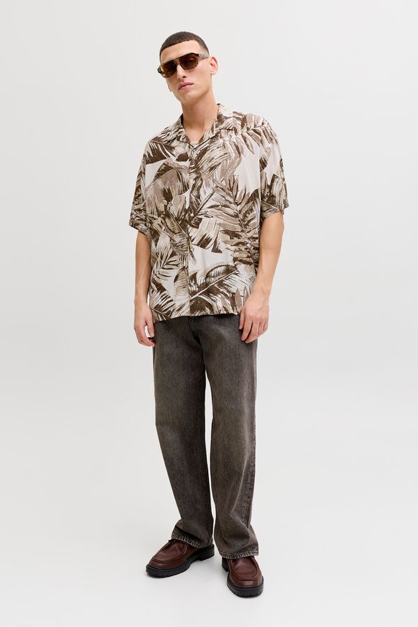 Jack & Jones Camisa relaxed fit em viscose cru