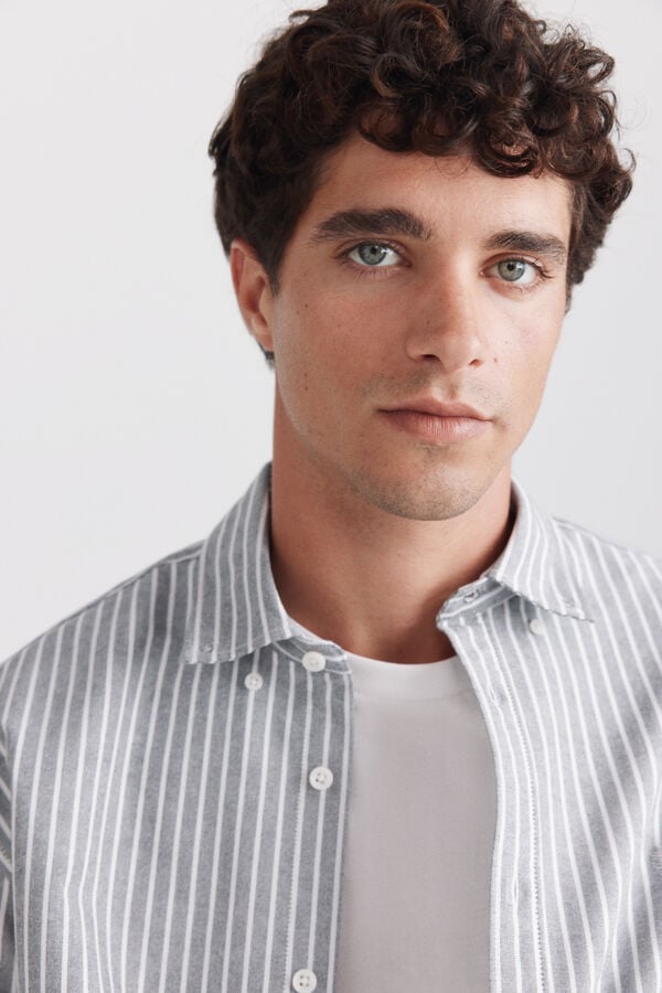 Springfield Camisa oxford &agrave;s riscas cinzento