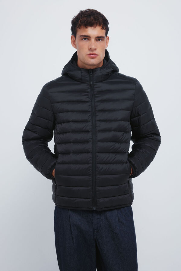 Springfield Casaco acolchoado com capuz preto