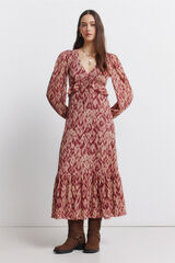 Springfield Vestido midi com folho vermelho