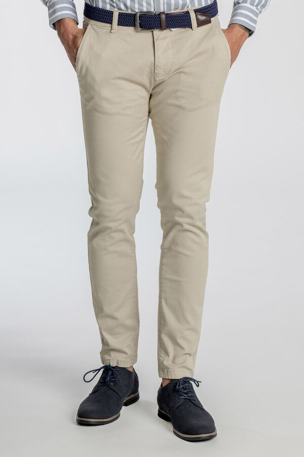 Celopman Chino Básico Skinny Croped   cinzento