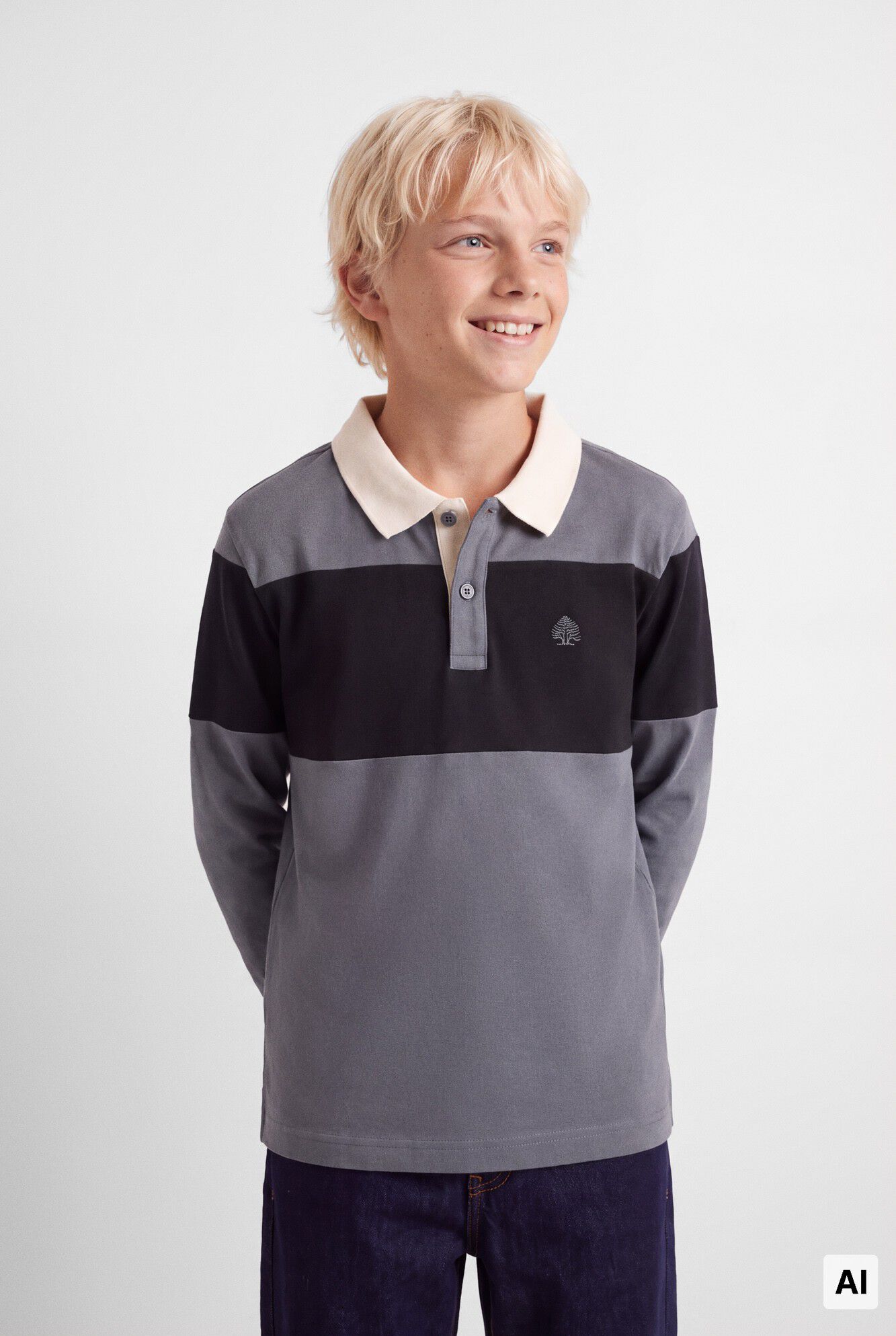 Springfield Kids Polo de manga comprida cortado e cosido para menino