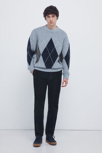 Springfield Calças chino slim fit de veludo cotelê micro