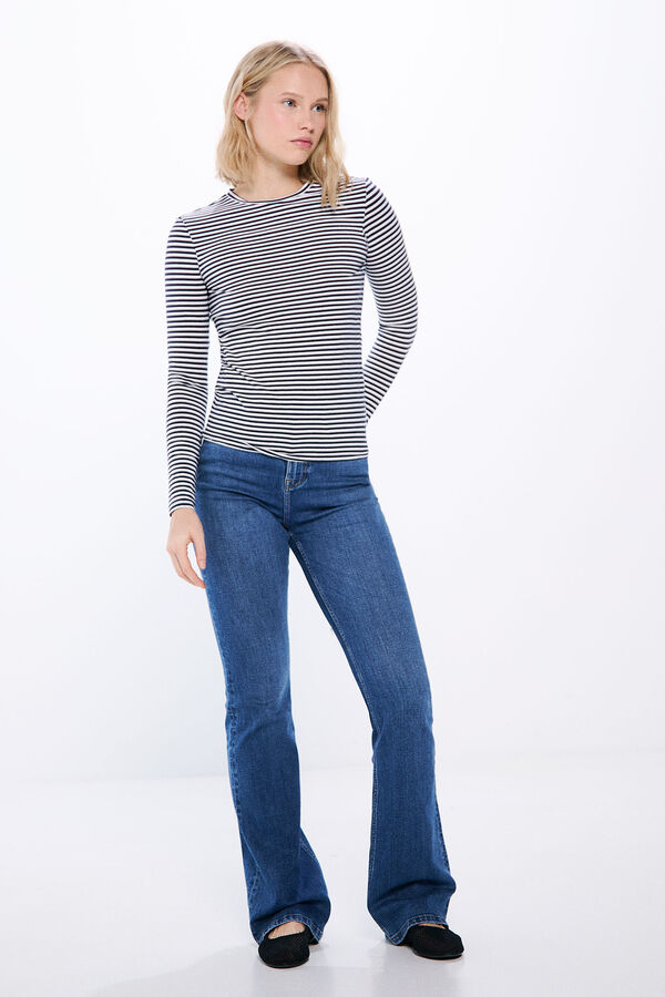 Springfield Lurex striped fitted t-shirt blue