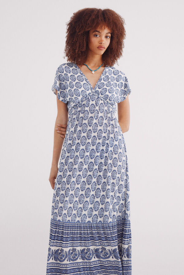 Springfield Vestido midi estampado boho marrón
