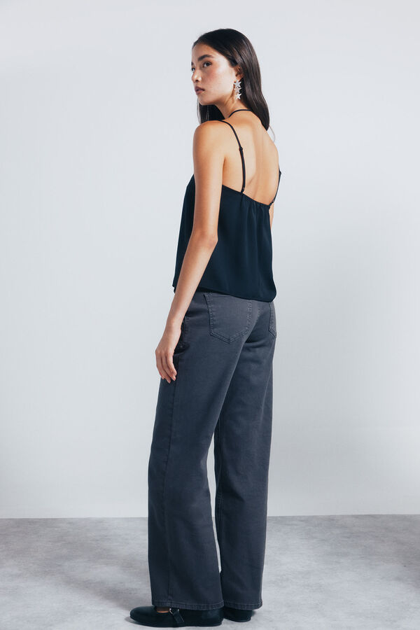 Springfield Calça jeans culotte com tachas cinzento