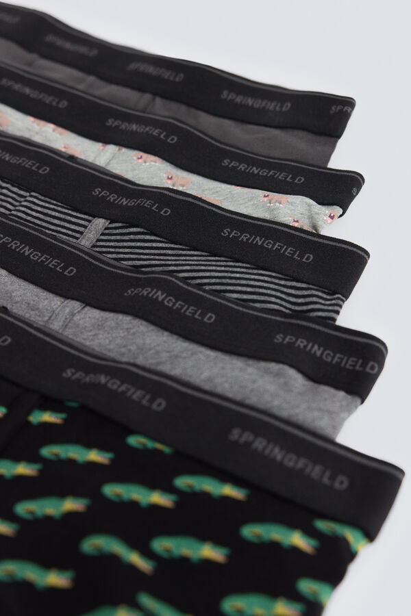 Springfield Pack 5 boxers animais da selva preto