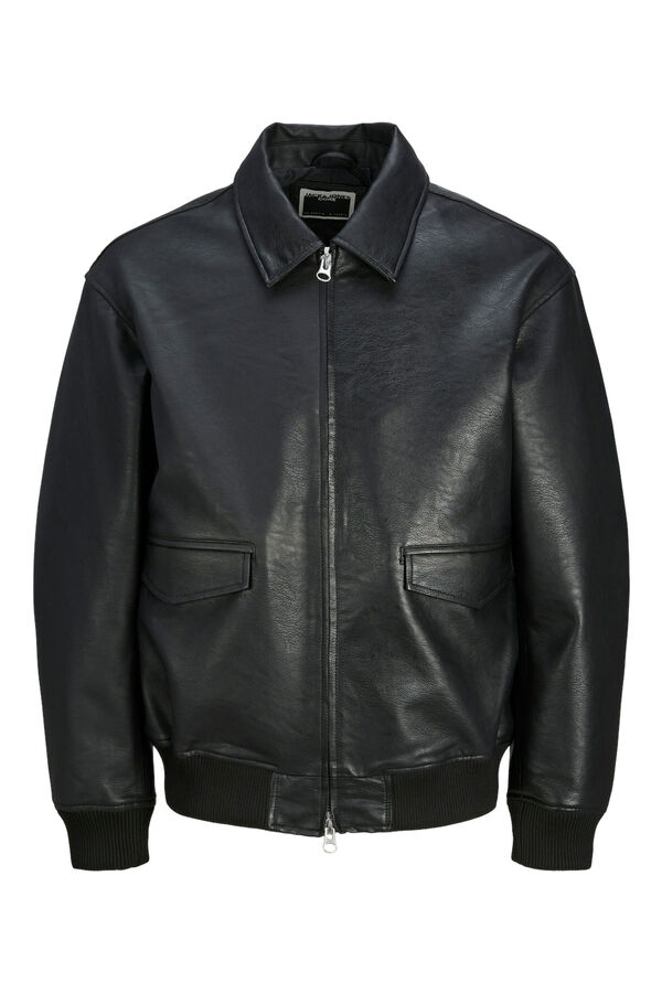 Jack & Jones Jaqueta bomber de pele sintético preto