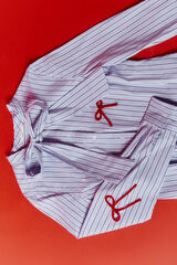 Springfield Blusa riscas com gola em laço azul