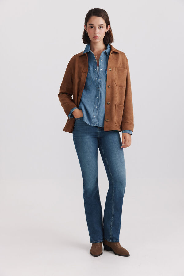 Springfield Camisa b&aacute;sica em denim azul