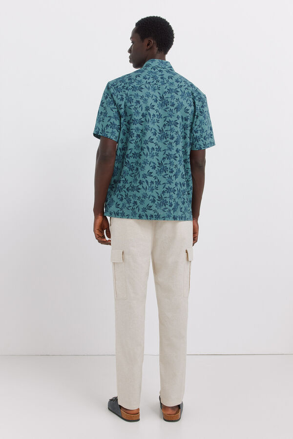 Springfield Cal&ccedil;as cargo em linho comfort slim fit branco