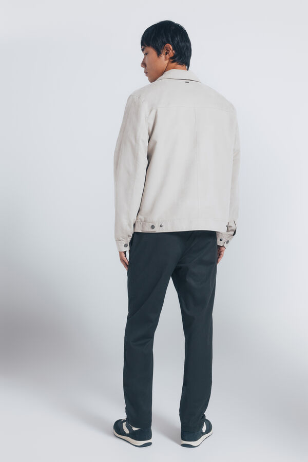 Springfield Calça calças chino slim fit com micro estampa Caqui escuro