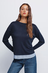 Springfield T-shirt combinada com botões laterais azul