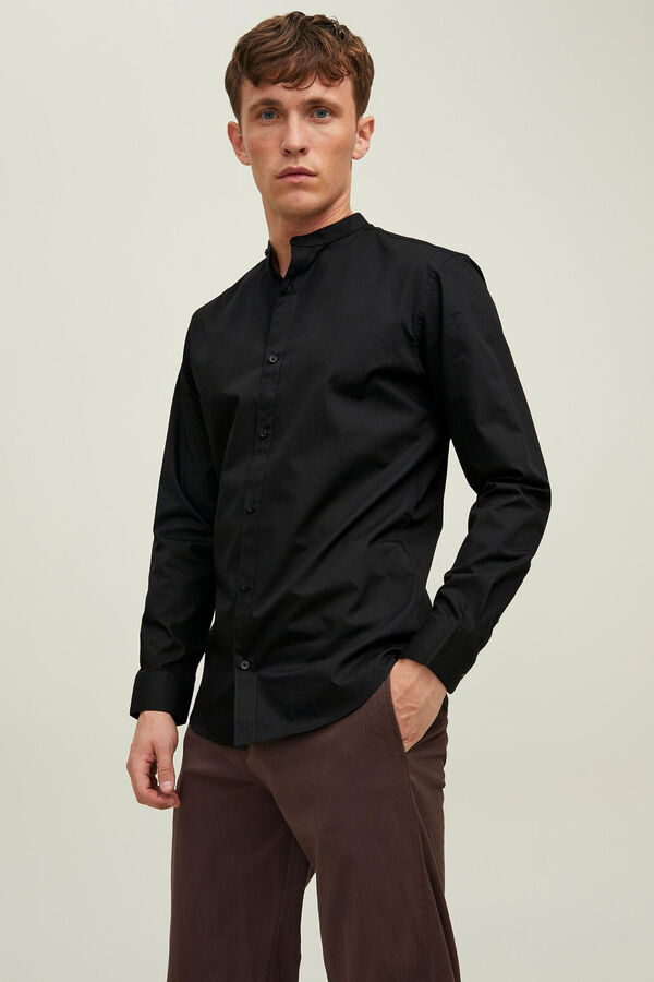 Jack & Jones Mandarin collar shirt black