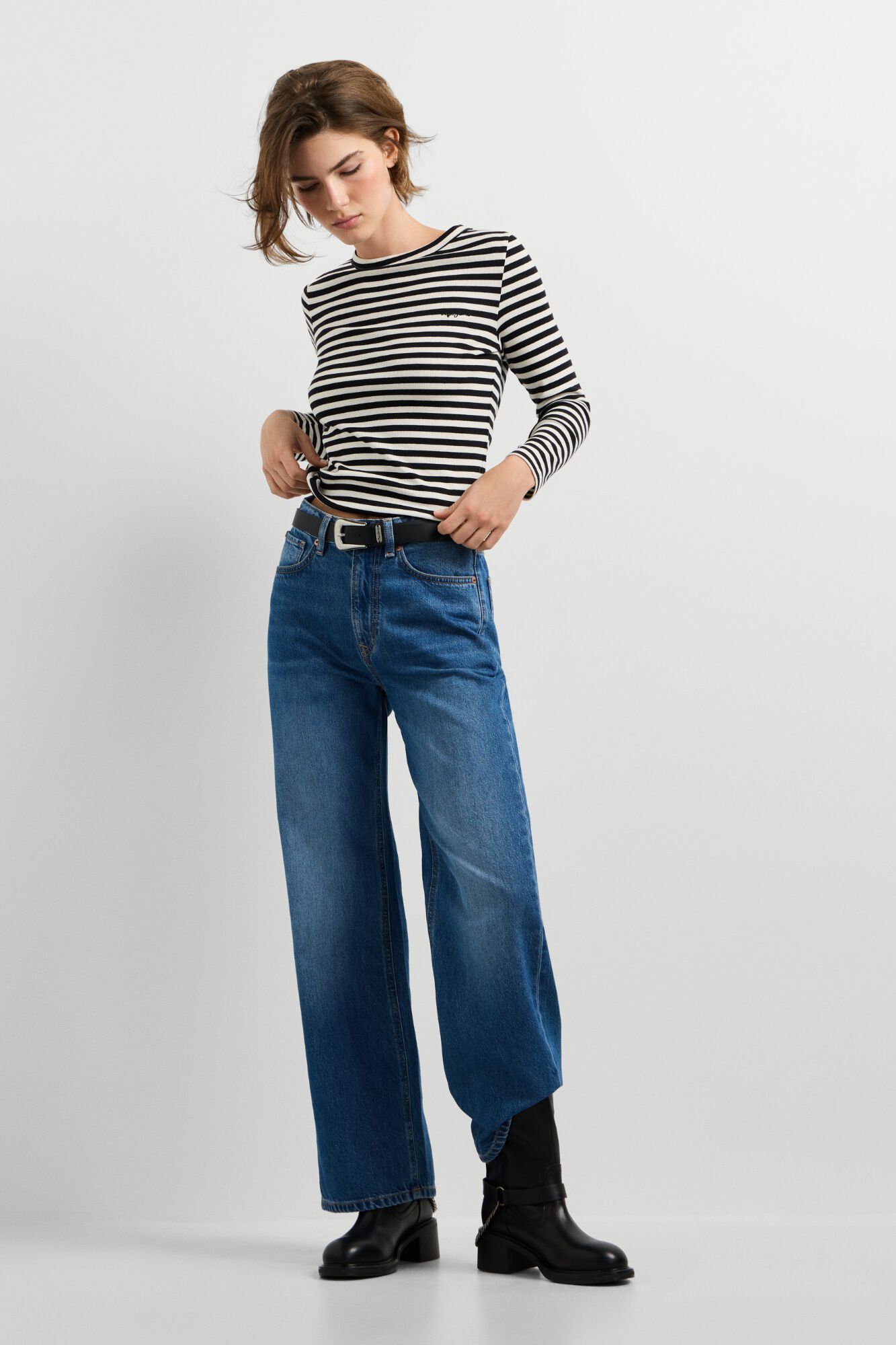 Pepe Jeans Camisola de manga comprida em malha canelada