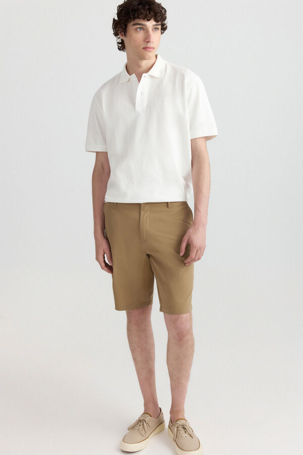 Springfield Polo slim fit com estrutura bege