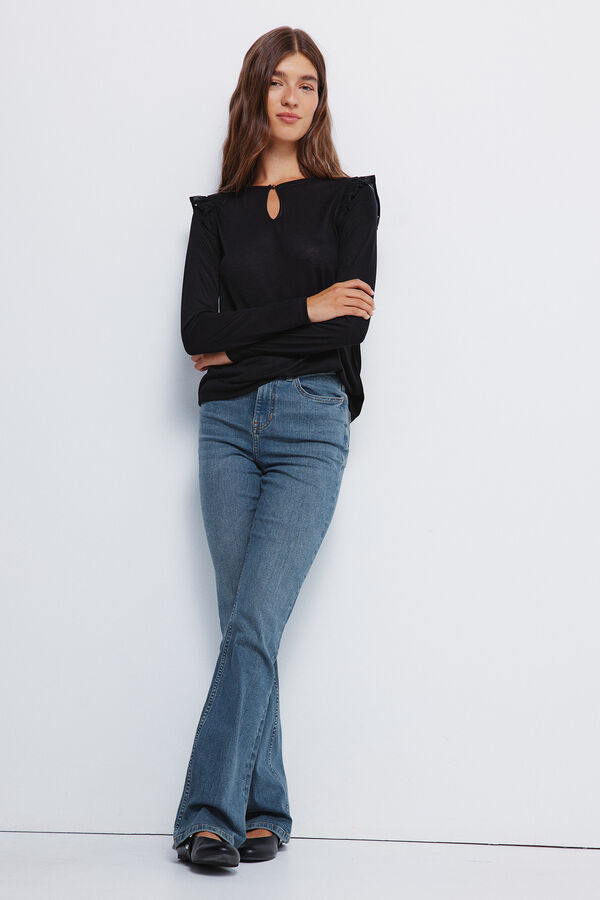 Springfield T-shirt Plumeti com folho nos ombros preto