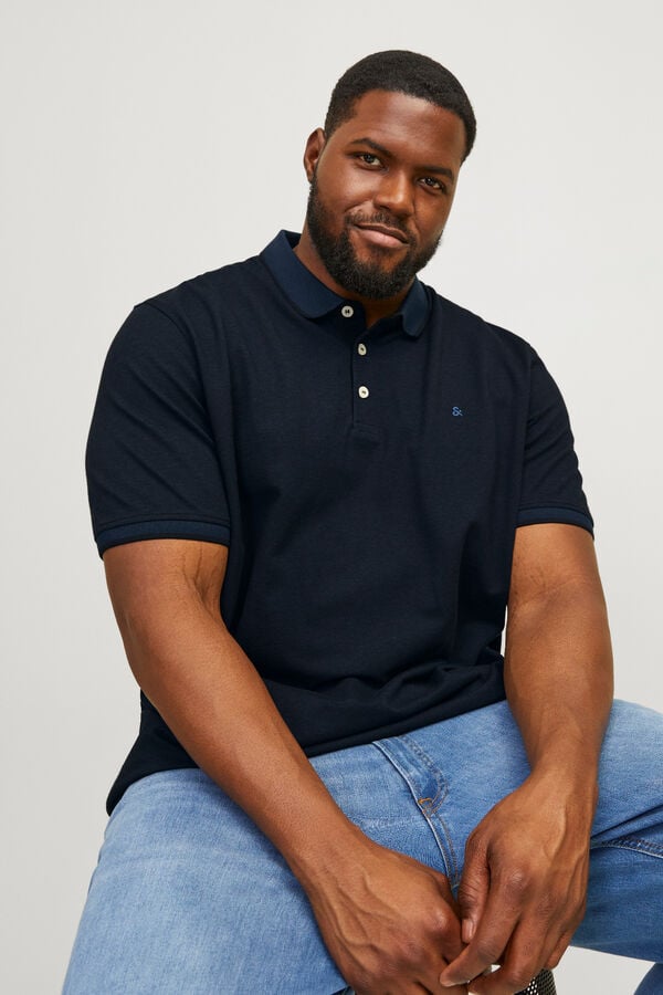 Jack & Jones PLUS Polo b&aacute;sico manga curta azul