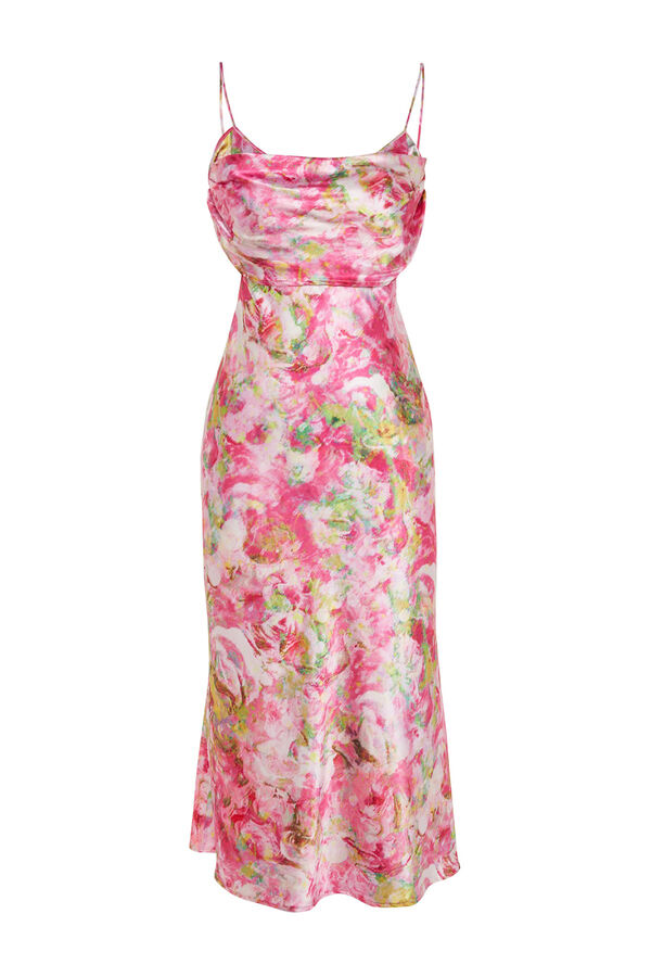 Trendyol Vestido acetinado estampado branco