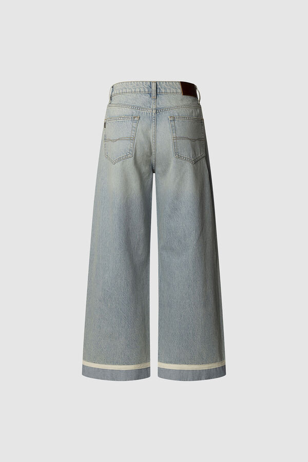 Pepe Jeans  Calça denim de perna larga com detalhe na baixo azul