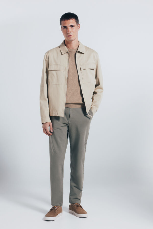Springfield calças chino slim fit confortáveis bege