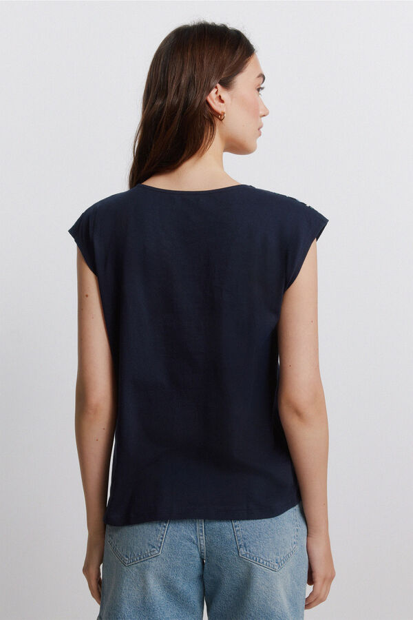 Springfield T-shirt de manga curta de bolinhas azul