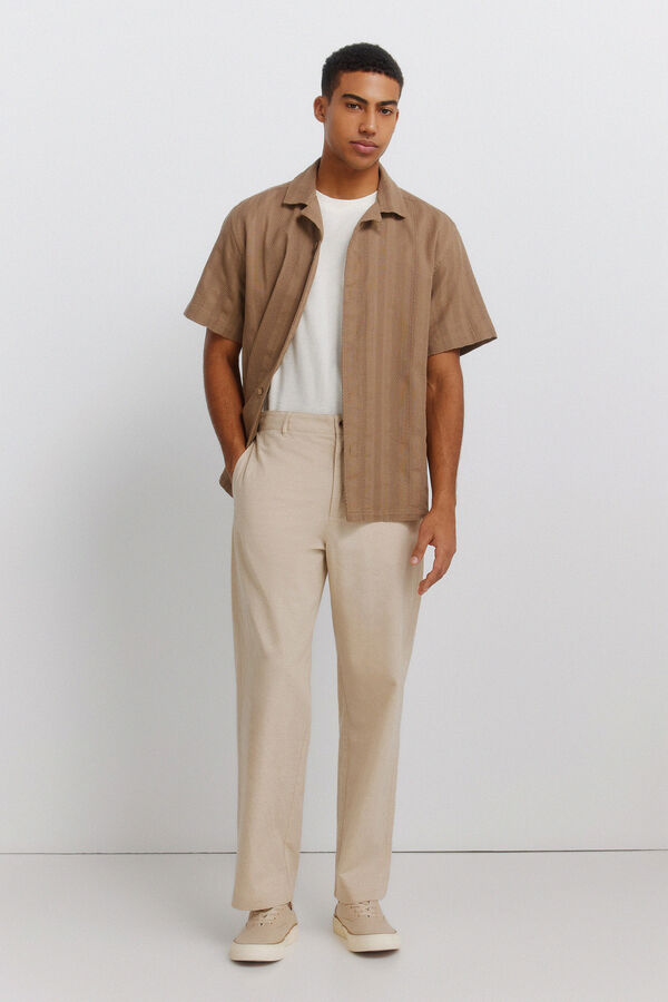 Springfield Camisa bowling manga curta jacquard cru