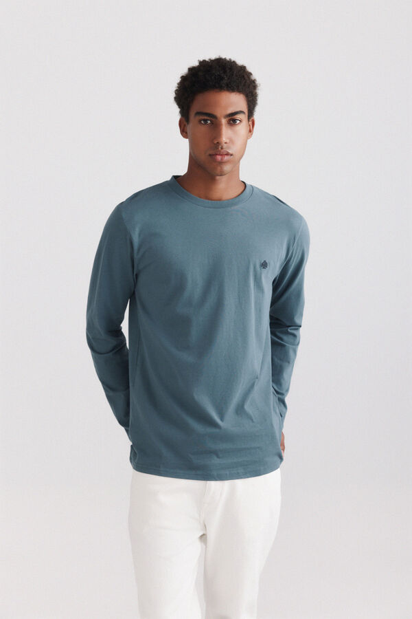 Springfield Camisola b&aacute;sica de manga comprida e macia azul