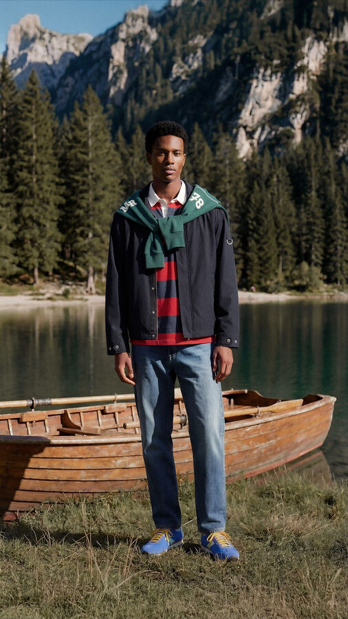 Springfield Polo rugby manga comprida riscas azul