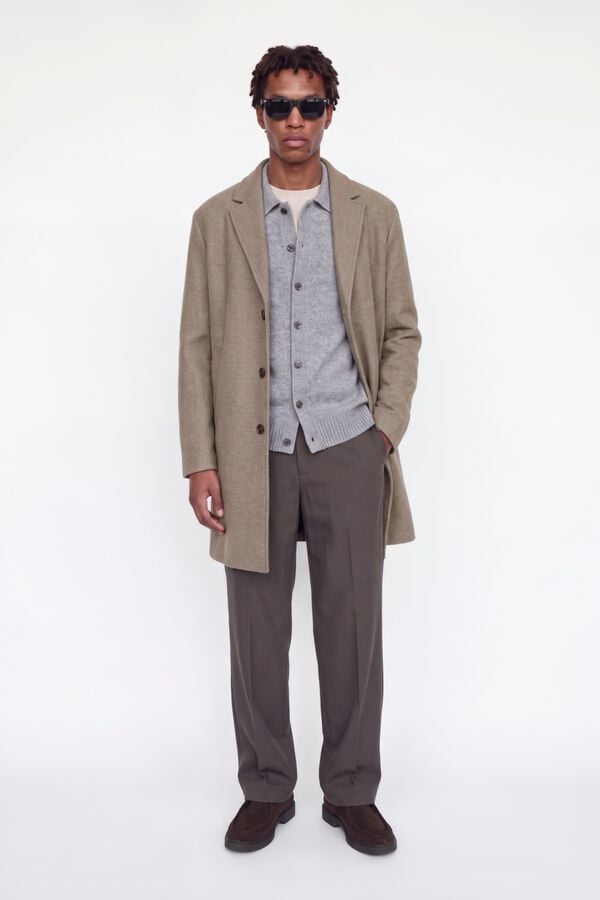 Jack & Jones Sobretudo abotoado comprido pelo joelho cinzento