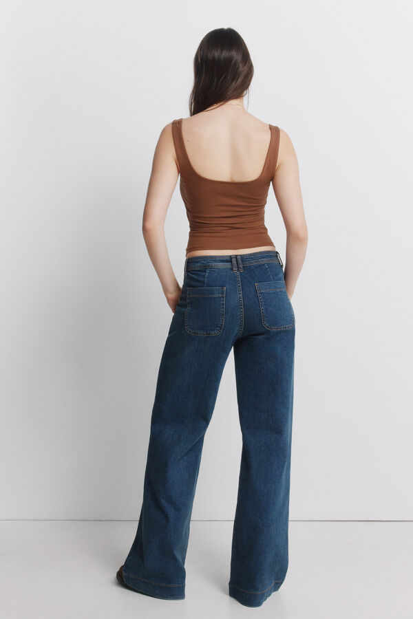 Springfield Jeans super largos de cintura alta azul