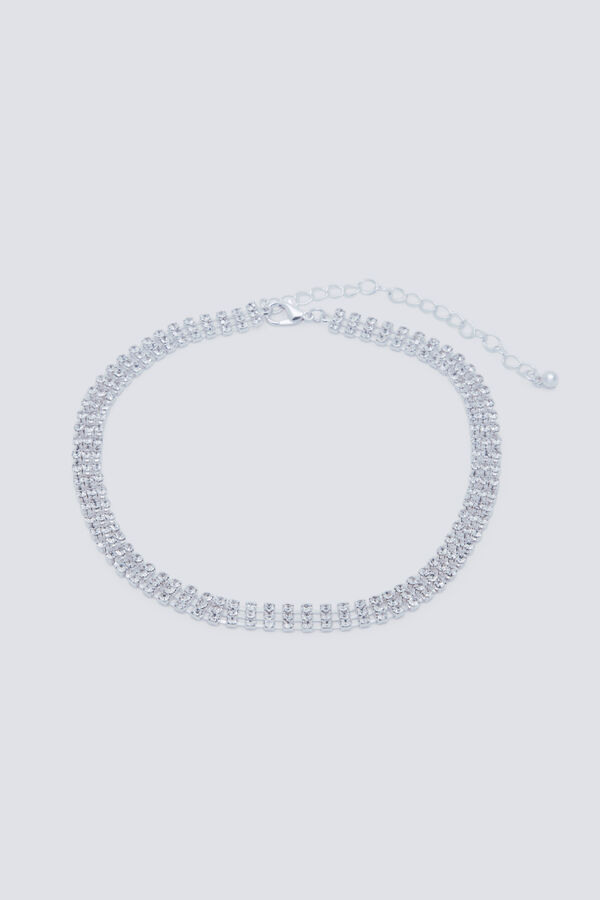 Springfield Colar chocker com pedras brilhantes cinzento