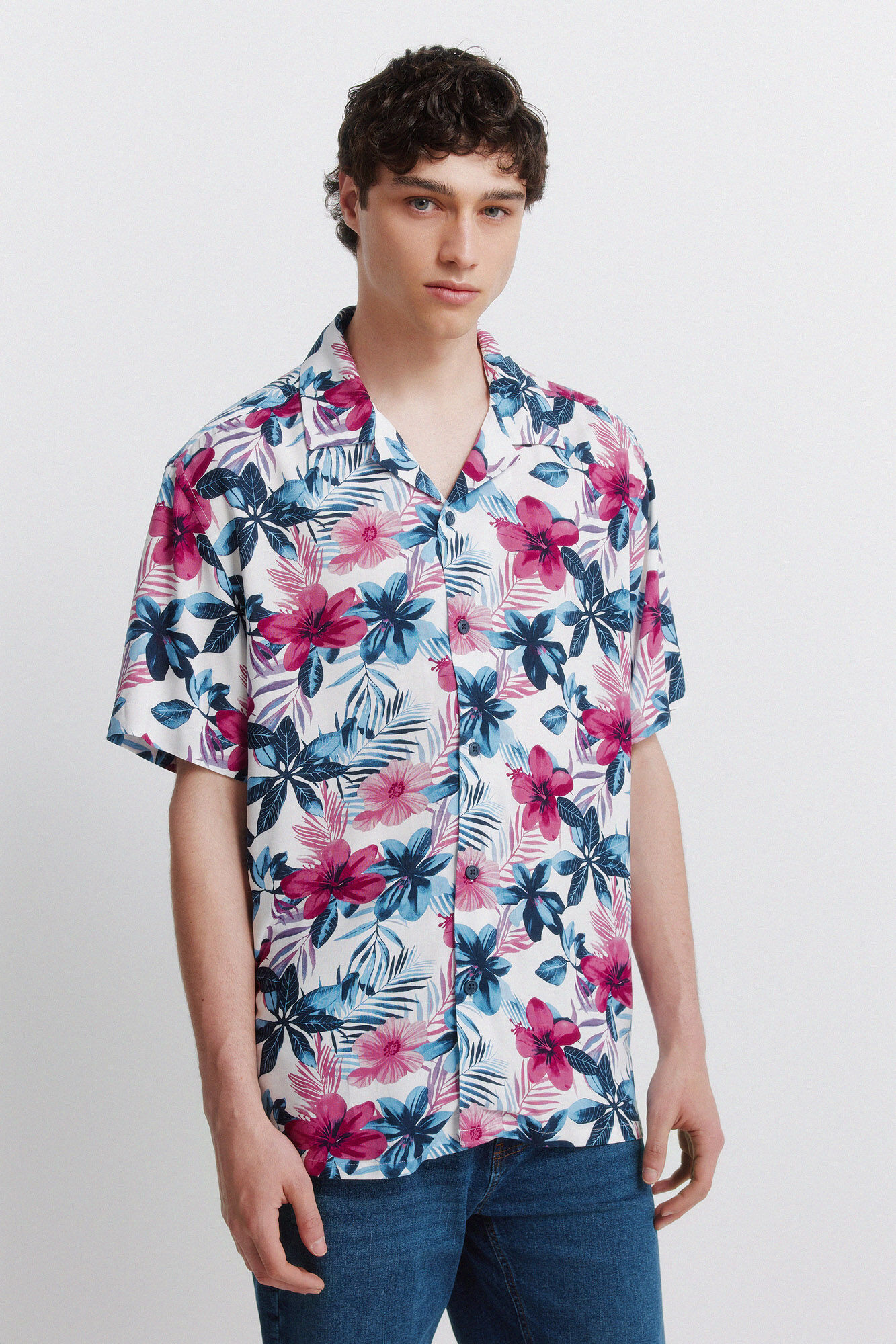 Springfield Camisa manga corta viscosa estampada
