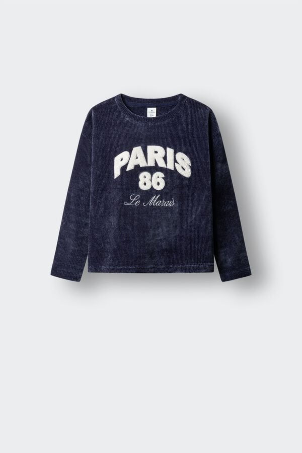 Springfield Kids T-shirt manga comprida "Paris" menina azul