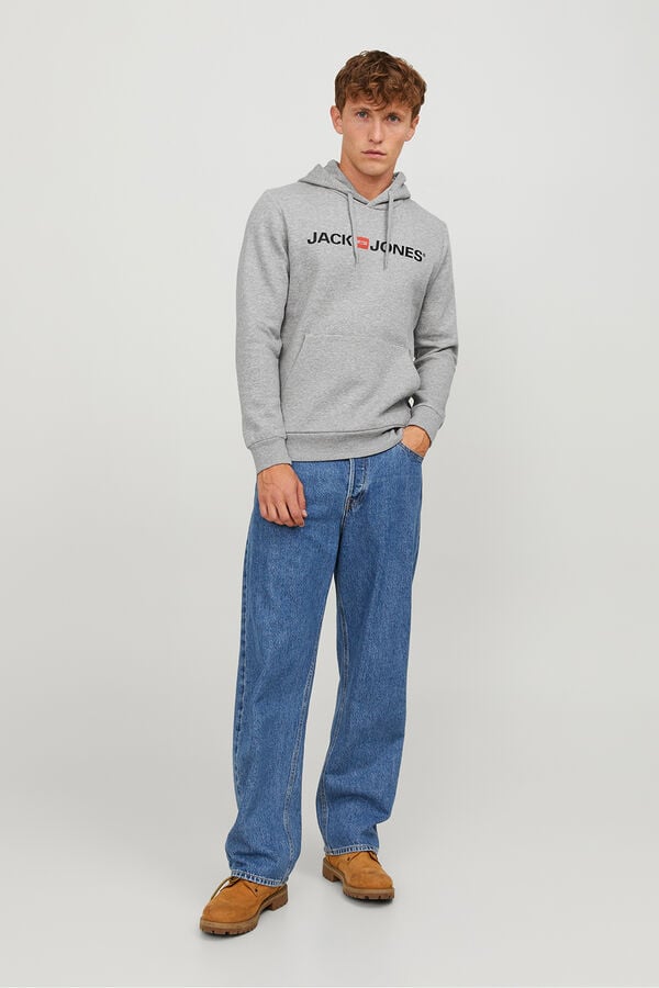 Jack & Jones Sweatshirt logo capuz cinzento