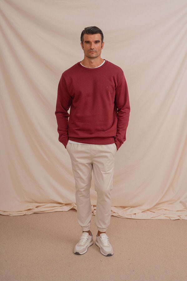Celopman Sweatshirt básico com gola redonda  vermelho