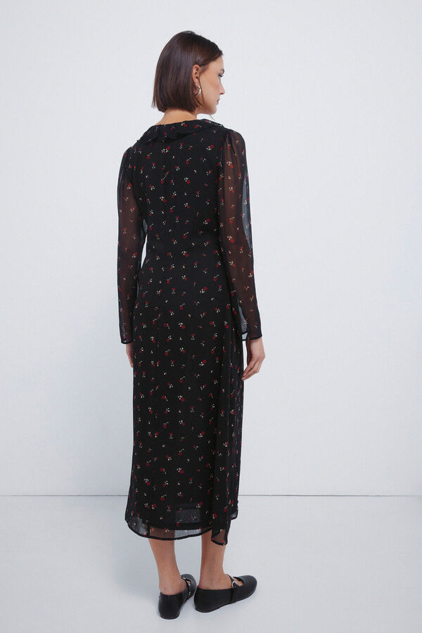 Springfield Vestido midi com decote zigue-zague vermelho