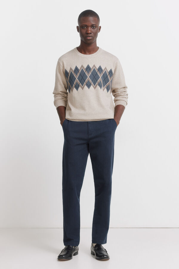 Springfield Structured comfort fit trouser blue