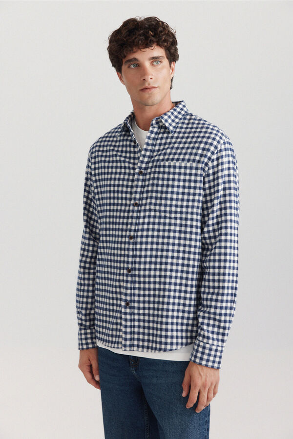 Springfield Camisa de flanela estampado vichy azul