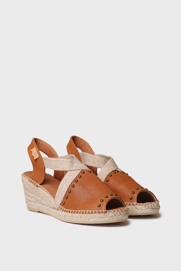 Toni Pons Espadrille de pele com salto meia cru