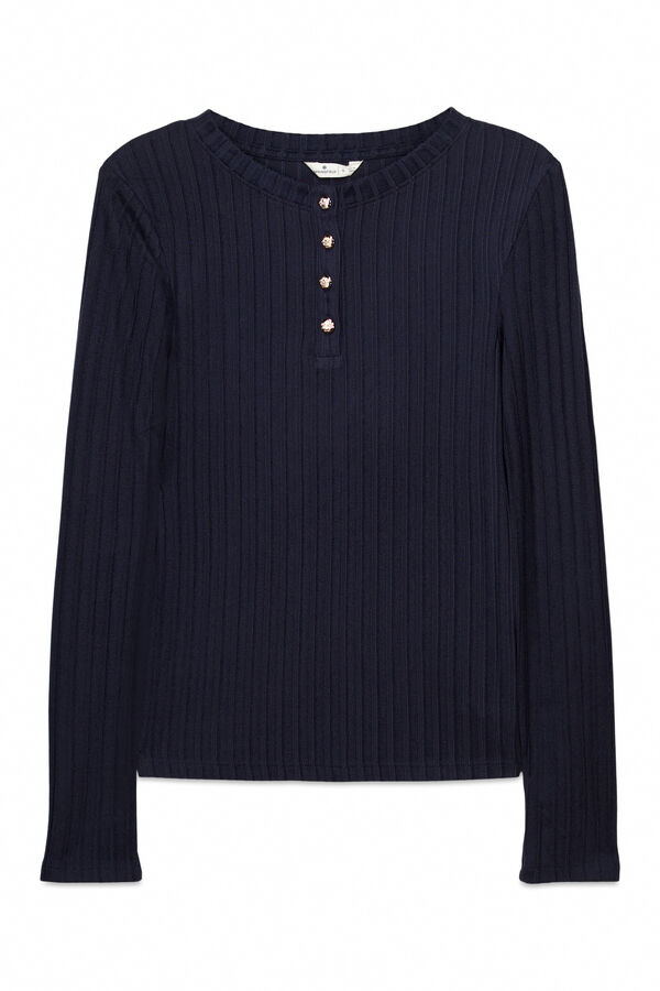 Springfield Camiseta canal&eacute; cuello botones azul